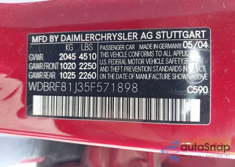 2005 Mercedes-Benz C 240 Luxury 4Matic z USA, uszkodzony, nr VIN WDBRF81J35F571898